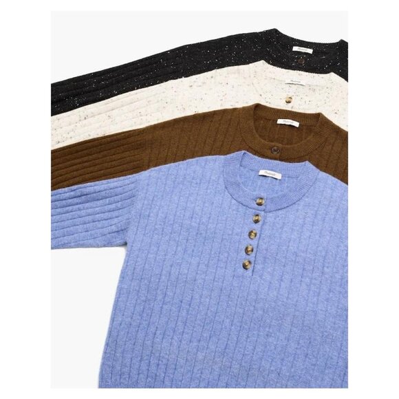 Madewell Wool Donegal Bowden Henley Sweater Coziest Yarn Fisherman Quiet Luxury - Picture 12 of 13